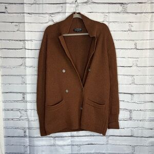 Pierre Cardin Brown 100% Wool Button-Front Cardigan Women’s S Preppy Minimalist